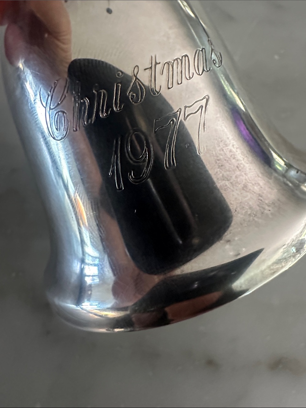 Reed and Barton Engraved Silver Baby Bell Rattle  Silver Christmas 1977 vintage - Picture 4 of 4